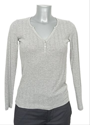 T-shirt KOOKA - T0 - en maille fine argent, dcollet V, 2 boutons - kooka - Modalova