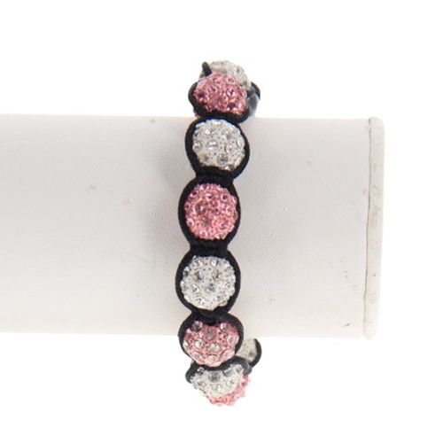 Bracelet perles roses et blanches  strass - Label Emmaus - Modalova