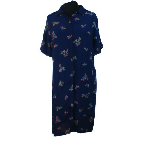 Robe SESSUN, marine avec motifs feuilles, 100% viscose, taille M - Label Emmaus - Modalova