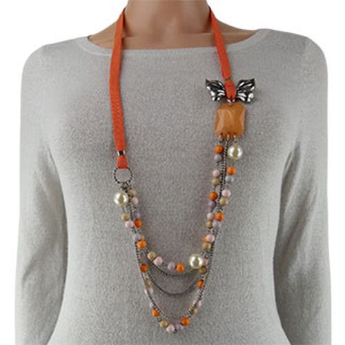 Collier sautoir en perles - Papillon - Label Emmaus - Modalova