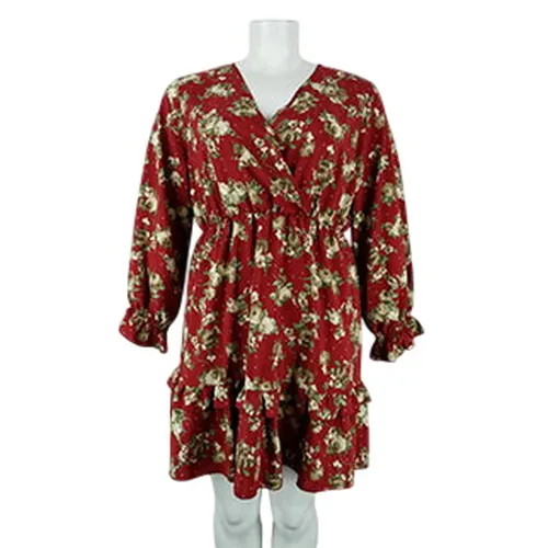 Robe bordeaux imprime fleurs - Taille 48 - shein curve - Modalova