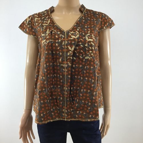 T-shirt marron/orang  motif - Taille 0 - cotlac - Modalova