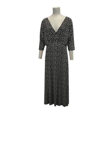 Robe longue  fleurs blanches en jersey crpe, dos nu, taille M - Promod - Modalova