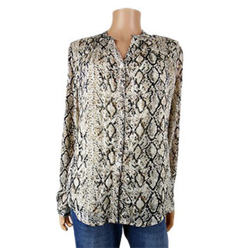 Blouse beige et noir imprim serpent fils mtalliss manches longues - -T.2 - sarah john - Modalova