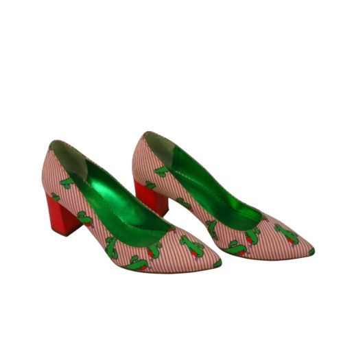 Chaussures Vintage , motifs cactus verts et rayures rouges, Pointure 36 - mellowyellow - Modalova