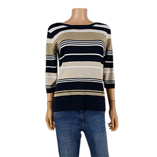 Pull lger  rayures , blanches et beiges - Taille 42/44 - damart - Modalova