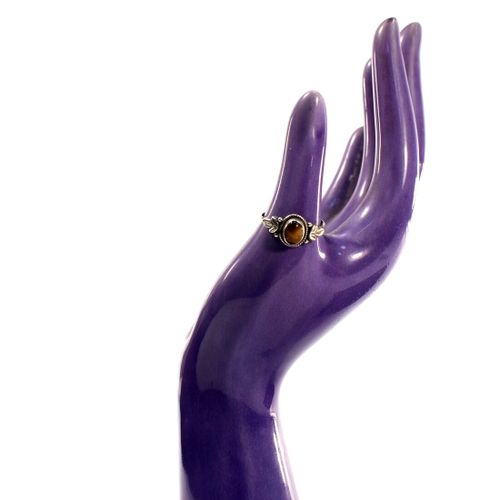 Bague vintage argent avec pierre oeil de tigre - Label Emmaus - Modalova