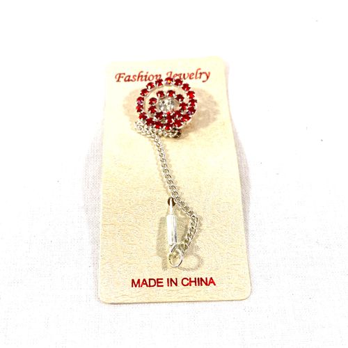 Broche avec petite chainette cercle de strass et au centre Blanc - fashion jewelry - Modalova