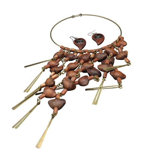 Collier ethnique plastron et boucles d'oreille - Label Emmaus - Modalova
