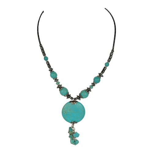 Collier en perles faon hmatite et turquoise - Label Emmaus - Modalova