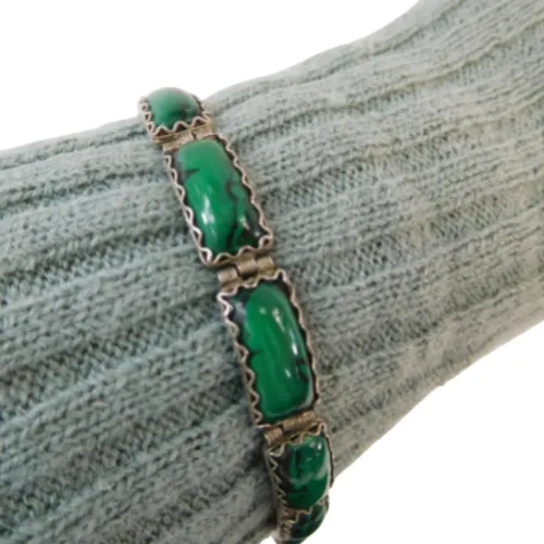 Bracelet Ancien En Malachite Et Filigrane Argent - aucune - Modalova
