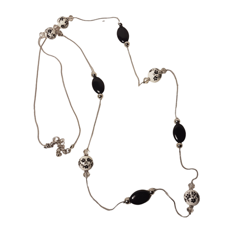 Collier sautoir perles noires et blanches - Label Emmaus - Modalova