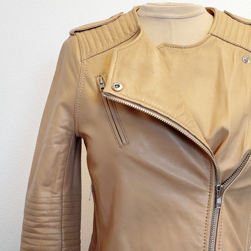 Veste en cuir beige - modle Cristy- 36 - claudie pierlot - Modalova