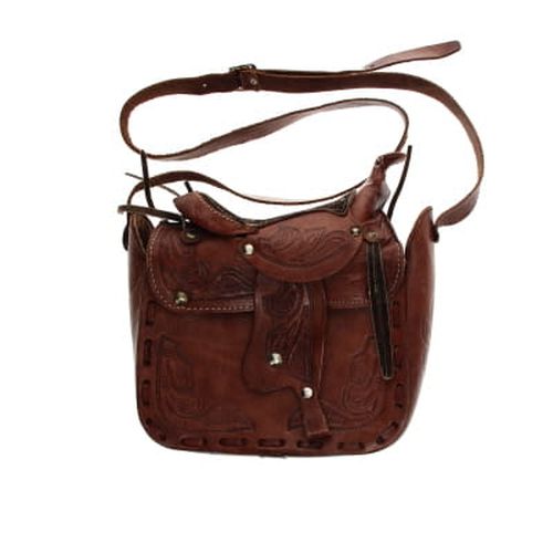 Sac bandoulire vintage en cuir imprim - 22x19 cm - Label Emmaus - Modalova