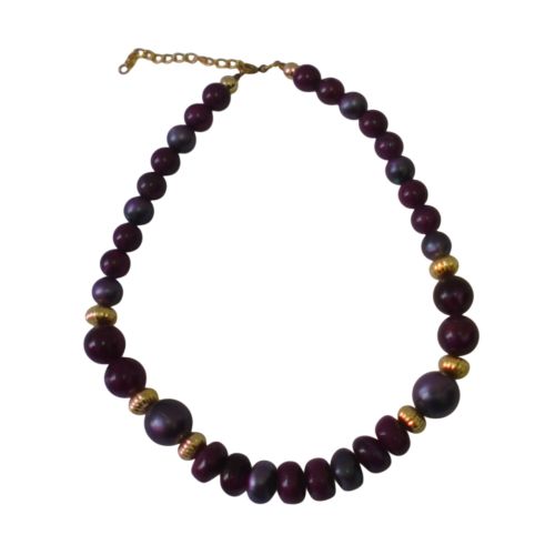 Collier de perles violettes et dorés - Label Emmaus - Modalova