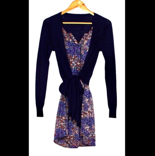 Robe - bi-matire, pull et fluide fleurie - 36 - comptoir des cotonniers - Modalova
