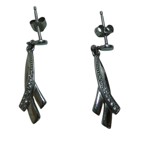 Boucles d'oreilles pendantes triples courbes en argent rhodi 925 avec zircons - Label Emmaus - Modalova