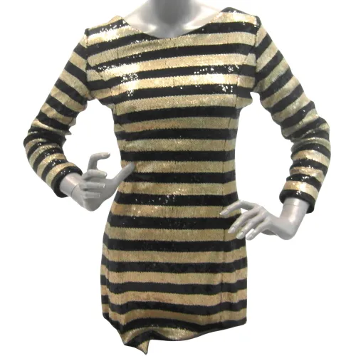 Haut  manches longues  paillettes dores et noires Mango taille XS - mango suit - Modalova