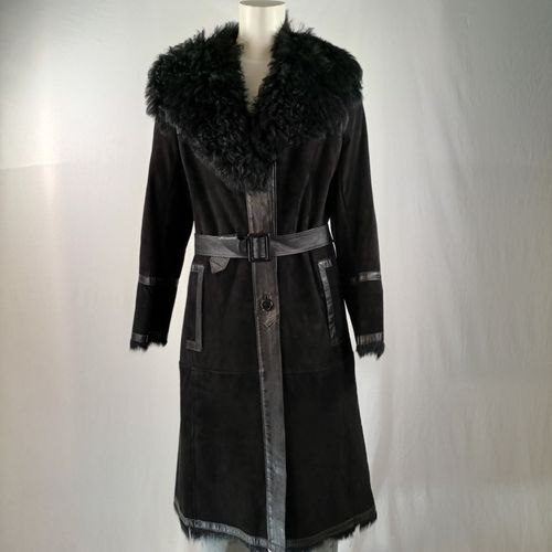 Manteau long en cuir estimé fausse fourrure - Taille M estimé - Label Emmaüs - Modalova
