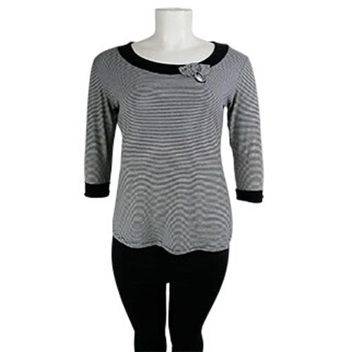 Blouse noire/ imprimé rayures - Taille 4 - Label Emmaus - Modalova