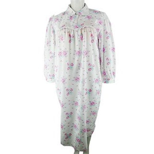 Chemise de nuit blanche  fleurs - manches longues - 50/52 - Label Emmaus - Modalova