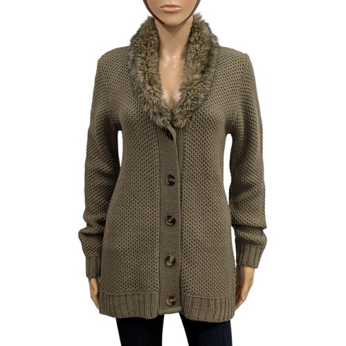 Gilet Cardigan T 3 en maille col fourrure - camaieu - Modalova