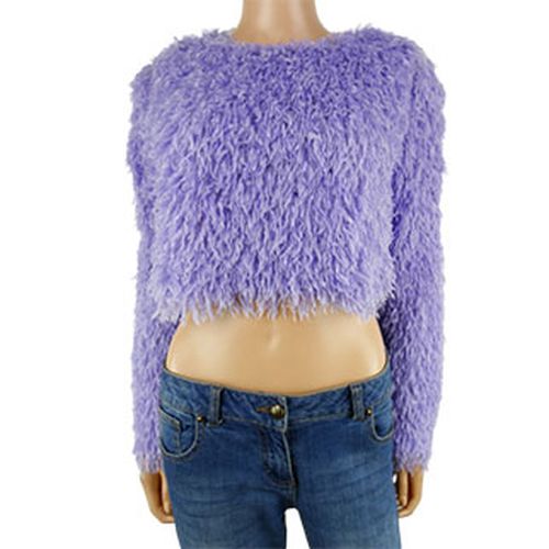 Crop-top mauve  plumes manches longues - M - zara - Modalova