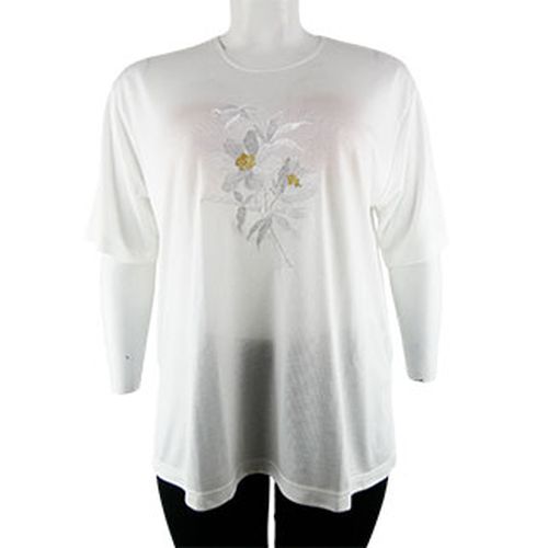 T-shirt imprim broderie fleurs manches courtes - T.5 - lewinger - Modalova