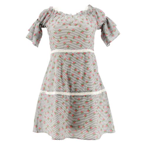 Robe blanche  rayures noires et  fleurs - Taille M - angeleye london - Modalova