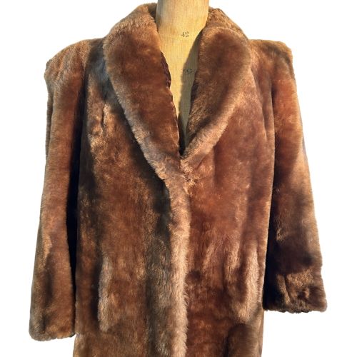 Manteau marron fausse fourrure - vitesse - Modalova