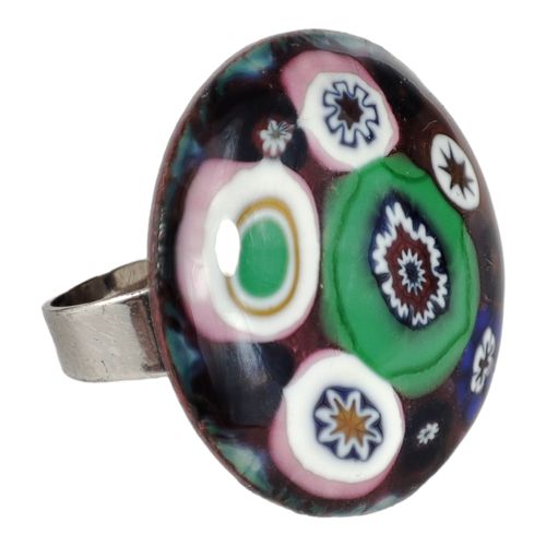 Bague en mail avec motifs faon millefiori - taille rglable - Label Emmaus - Modalova