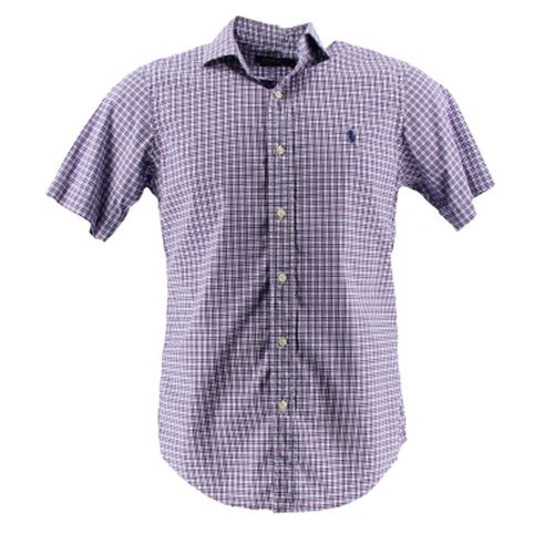 Chemise violette  carreaux - manches courtes - S - ralph lauren - Modalova