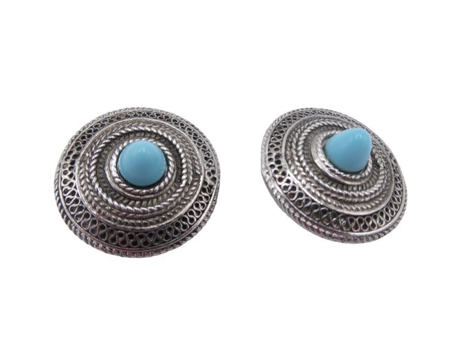 LPF Boucles d'oreilles perles bleues par le styliste Guibourg - Label Emmaus - Modalova