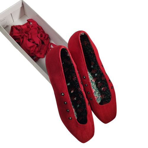 Ballerine rouge en daim T39 - Label Emmaus - Modalova