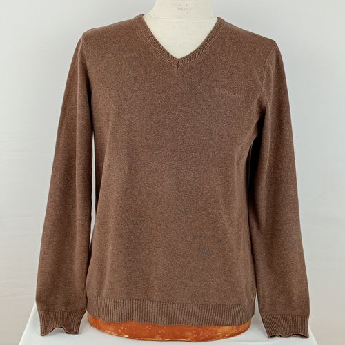 Pull homme fin de la marque col en "V"  manches longues de couleur noisette taille M (40) - teddy smith - Modalova