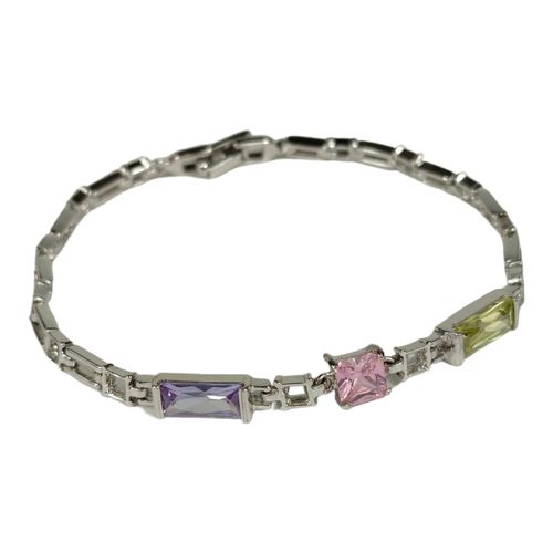 Bracelet argent avec pierre rose, jaune et violette - Label Emmaus - Modalova