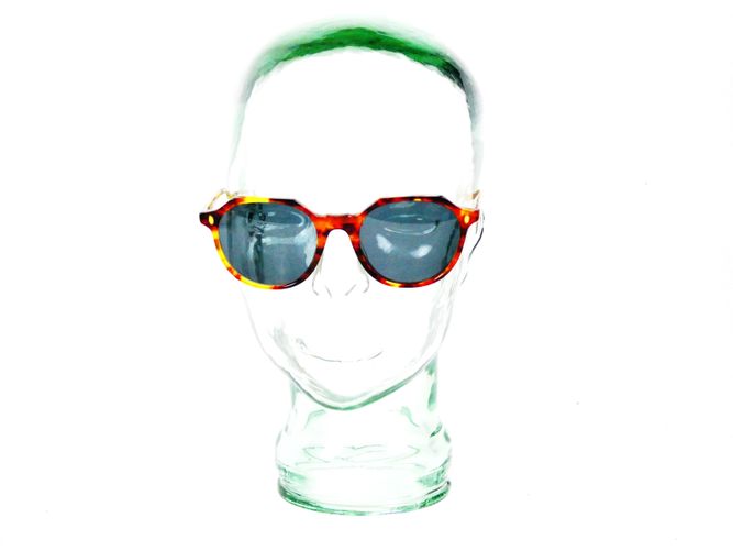 Lunettes de soleil rondes vintage avec étui cuir sans correction 140 mm - façonnable - Modalova