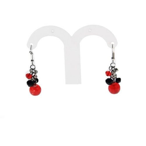 Boucles d'oreilles perles : rouges, noire et strass - Label Emmaus - Modalova