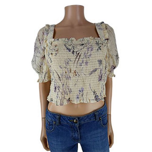 Crop top beige  fleurs - Taille L - h&m - Modalova