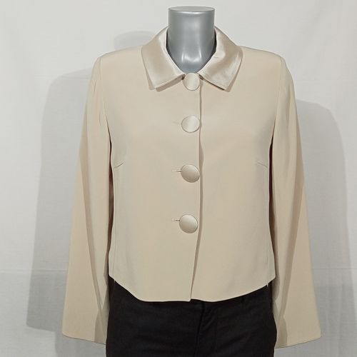 Veste de tailleur lgante beige matte et effet satine - T2 - christie de la rue - Modalova