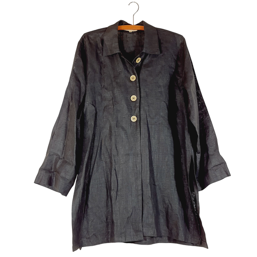 Chemise longue noir en lin - L - Label Emmaus - Modalova