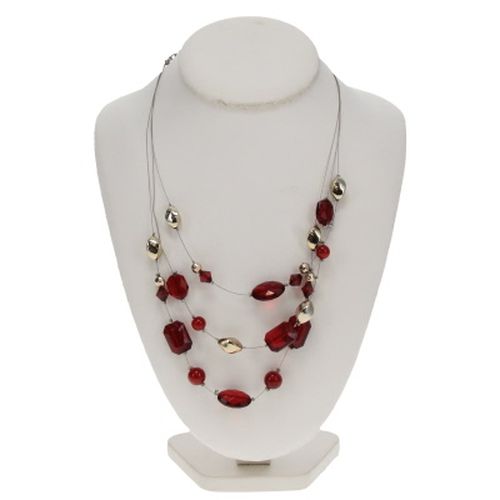 Collier  perles bordeaux et dores - Label Emmaus - Modalova