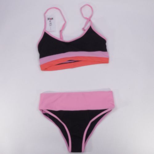 Maillot de bain 2 pieces noir et rose S - Label Emmaus - Modalova