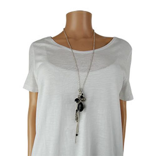 Collier sautoir pendentif perle est plume - femme - Label Emmaus - Modalova