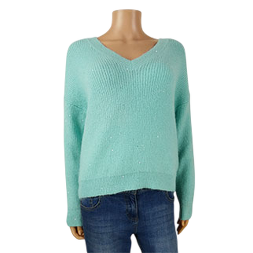 Pull turquoise avec fibres mtalliques et paillettes - taille S - bonobo - Modalova