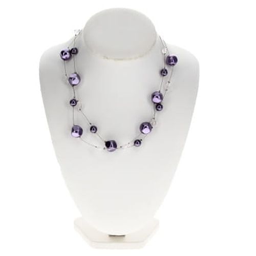 Collier double rang - perles violettes et blanches - Label Emmaus - Modalova