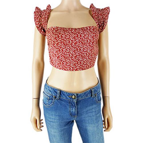 Crop-top bordeaux imprime fleurs blanches - Taille S - shein - Modalova