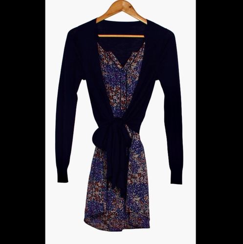Robe - bi-matire, pull et fluide fleurie - 36 - comptoir des cotonniers - Modalova