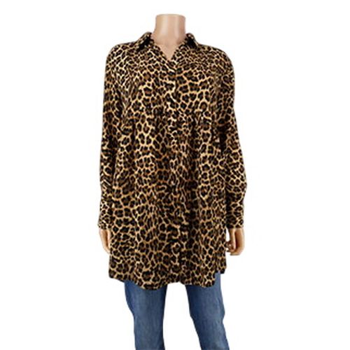 Chemisier beige imprim lopard - Zara - taille M - zara basic - Modalova