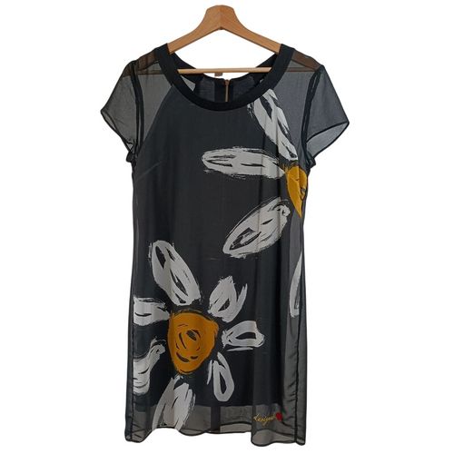 Robe imprim fleurs marguerites zip dor T.42 - Desigual - Modalova